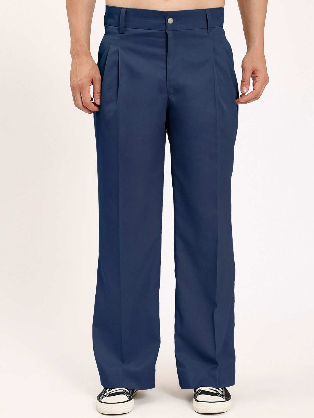 

Thevasa Relaxed Fit Korean Pants for Men Stylish Baggy Pants for Pleated Pants, Blue