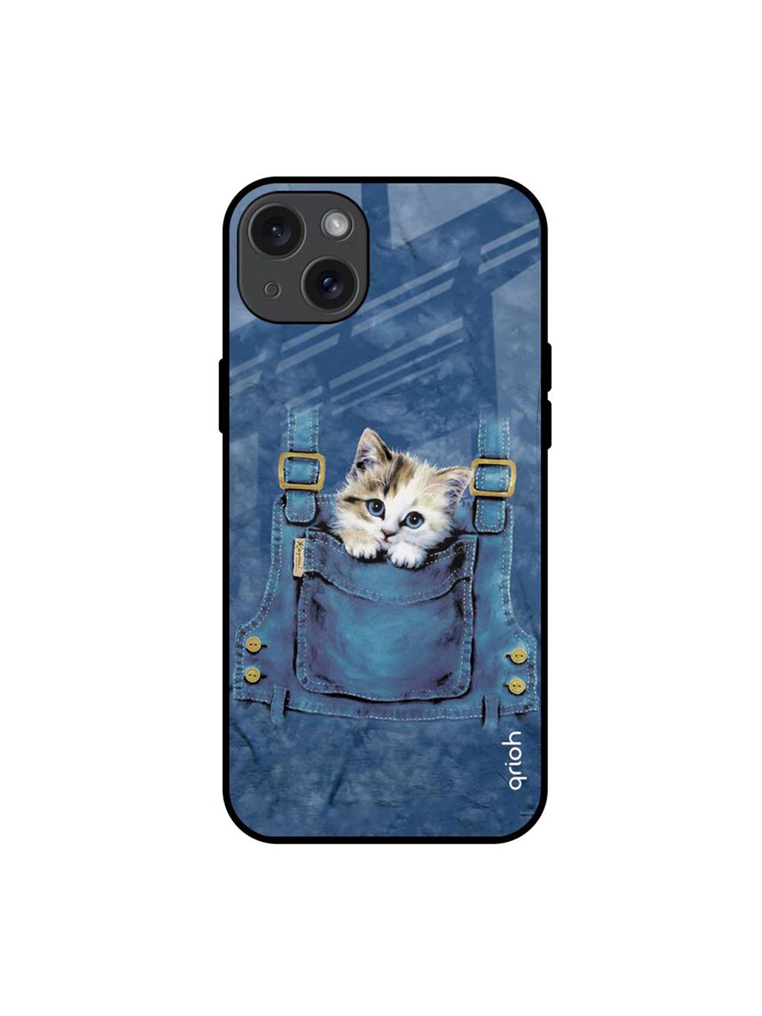

QRIOH Kitty In Pocket Printed iPhone 15 Plus Back Case, Blue