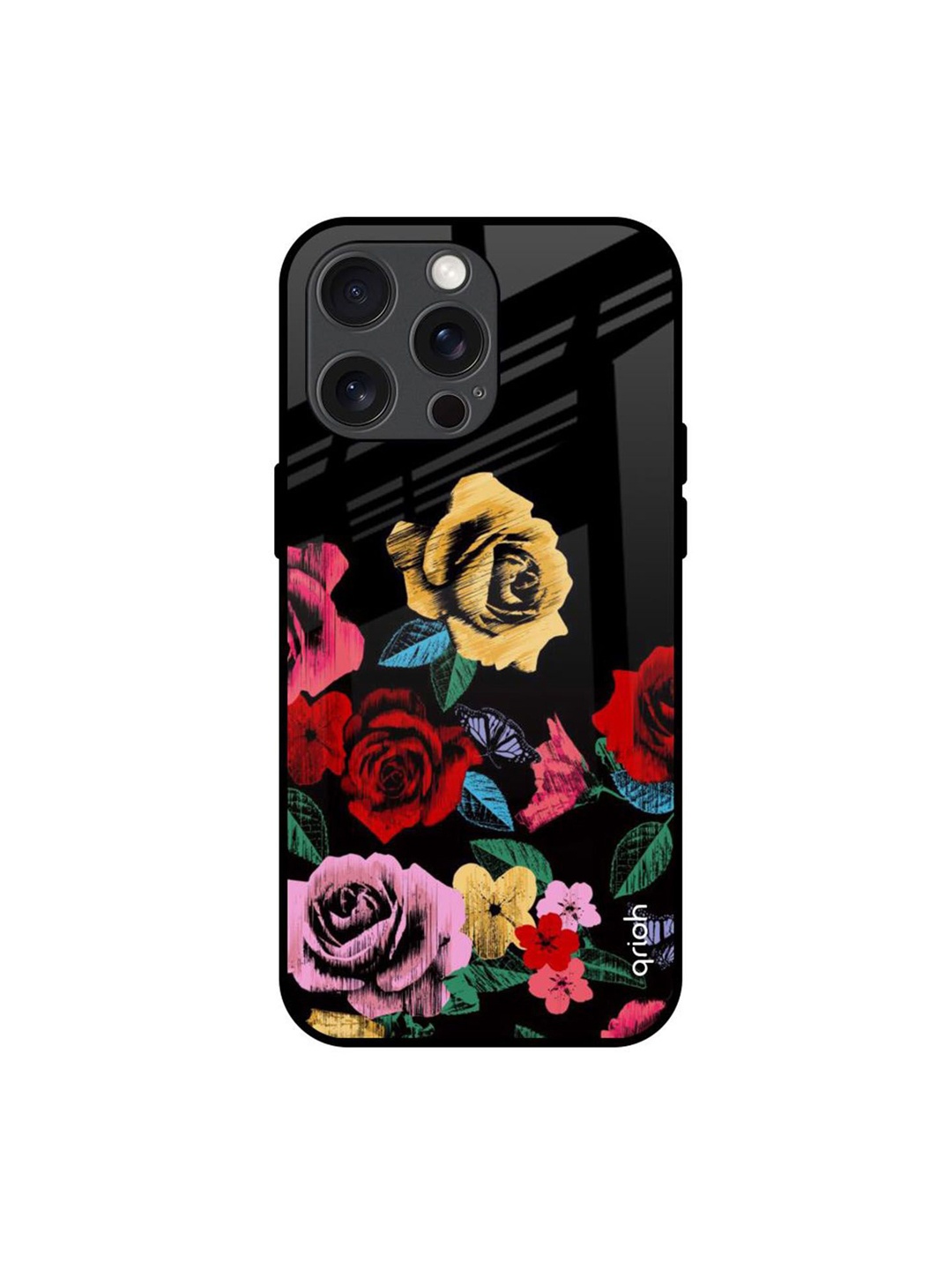 

QRIOH Floral Decorative Printed iPhone 15 Pro Max Back Case, White