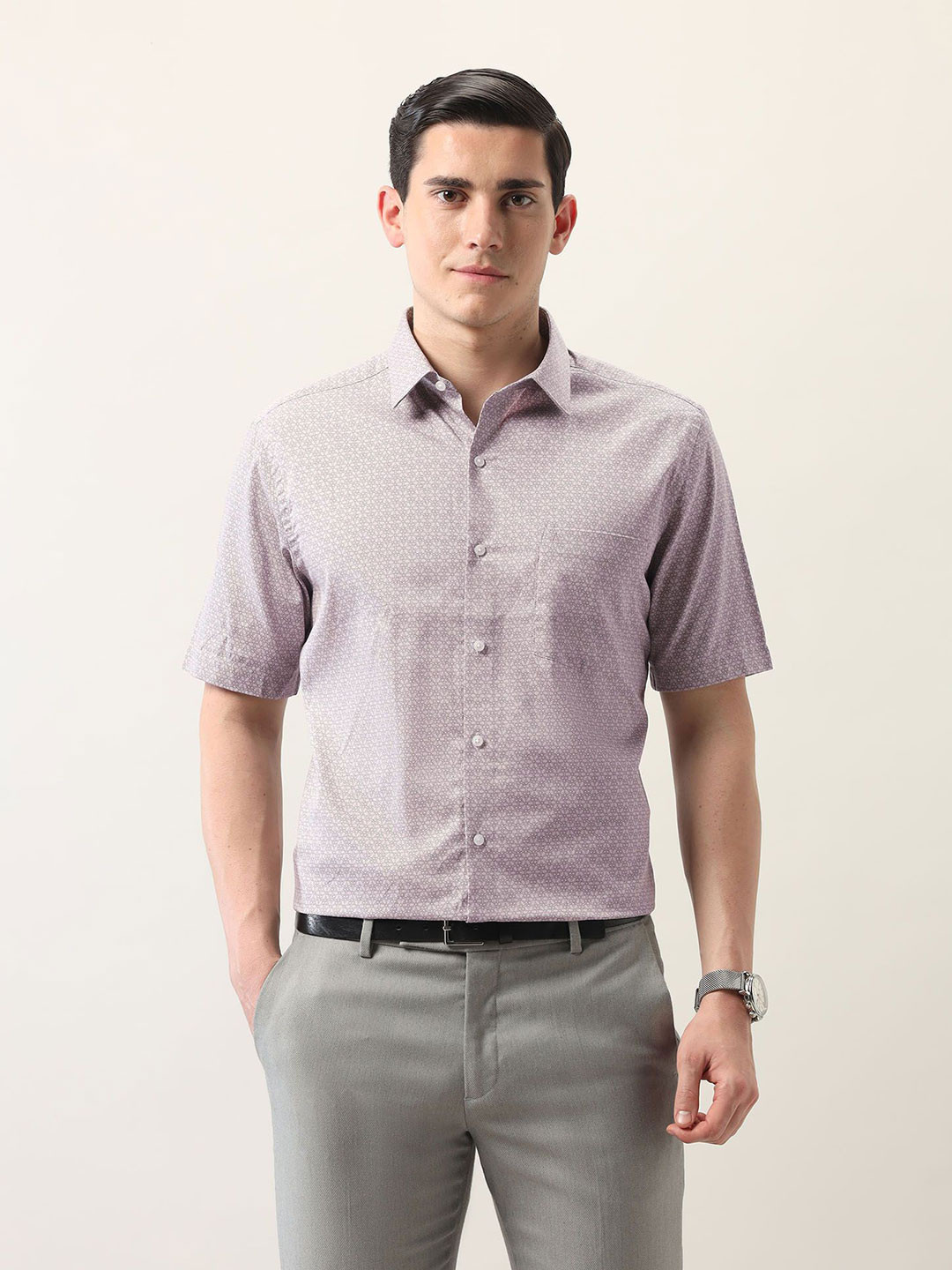 

Arrow Men Classic Opaque Printed Formal Shirt, Purple