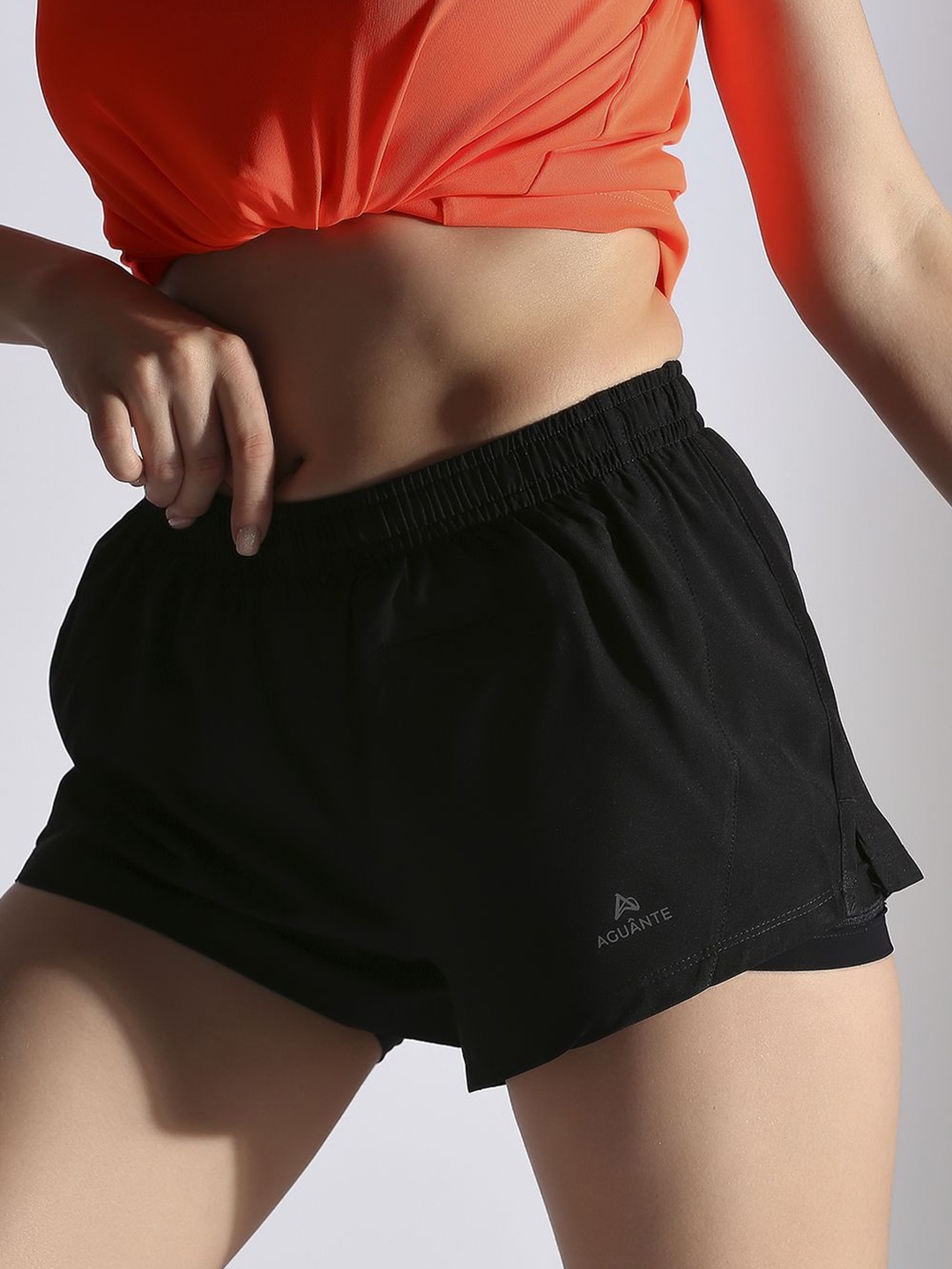 

AGUANTE Women Running Sports Shorts, Black
