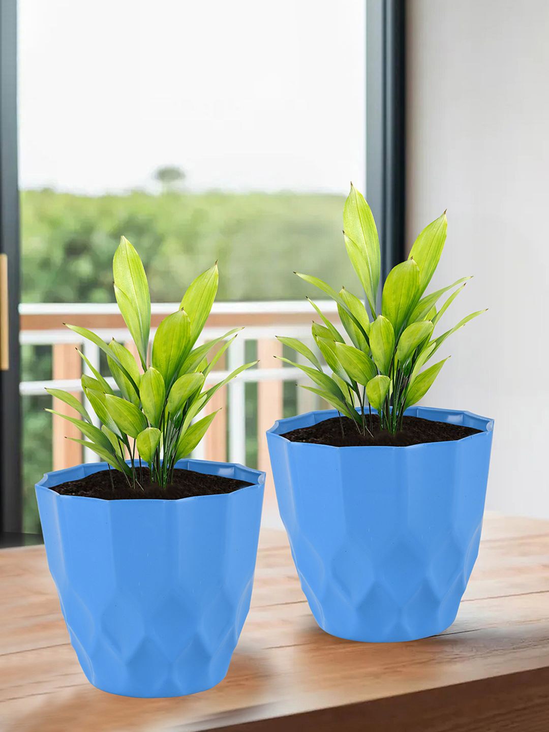 

Kuber Industries Blue 3-Pieces Textured Planters