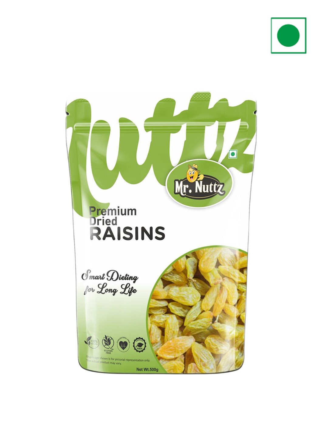 

Mr.Nuttz Seedless Raisin Kishmish 500 g, Green