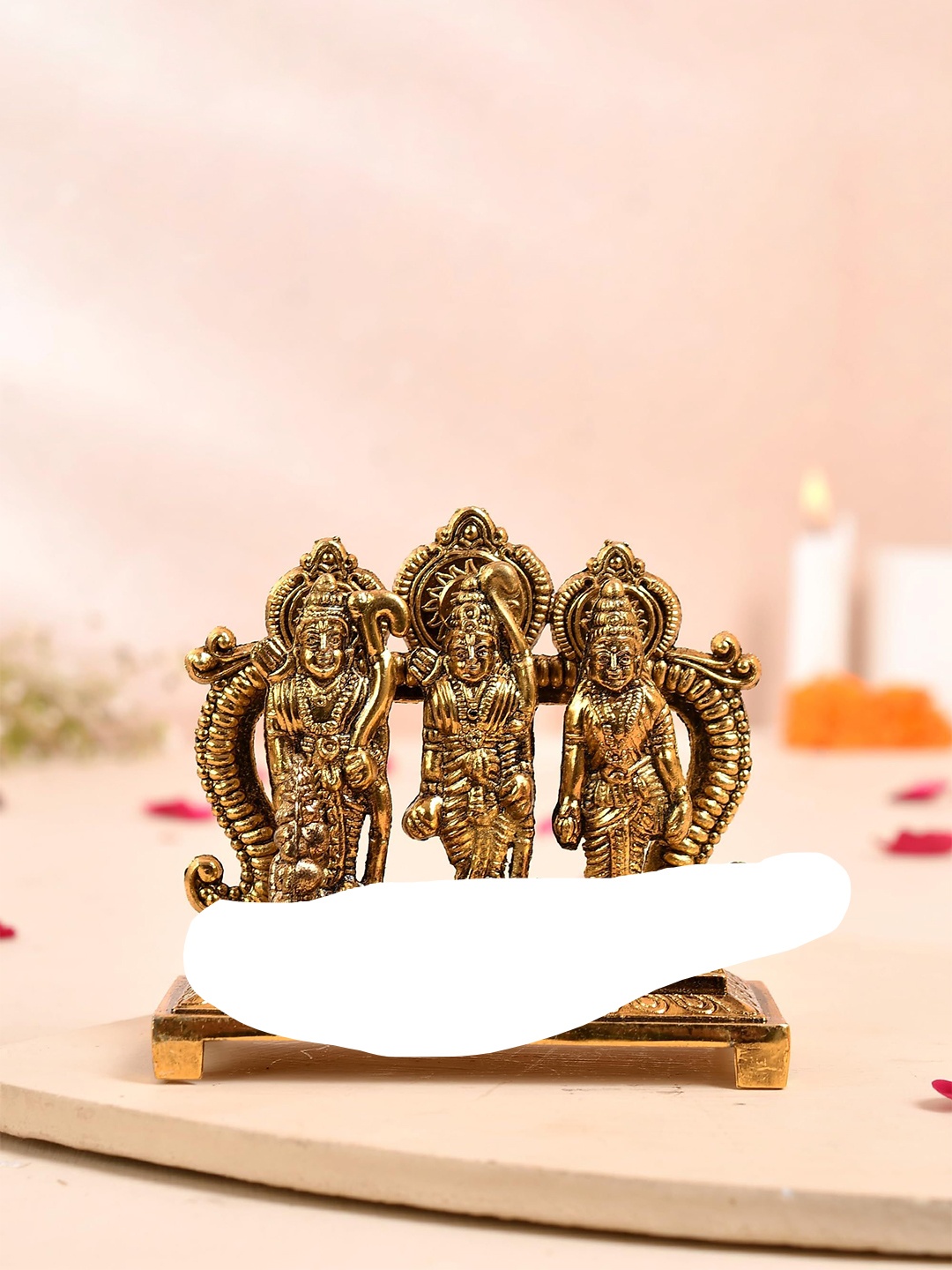 

CRAFTAM Gold-Toned & Black Shri Ram Darbar with Hanuman Ji Metal Religious Idol Showpiece