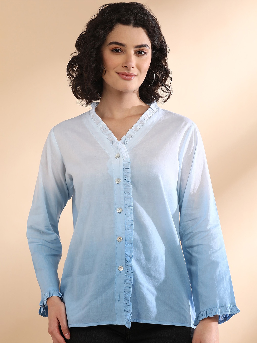 

Maaesa Women Original Opaque Casual Shirt, Blue