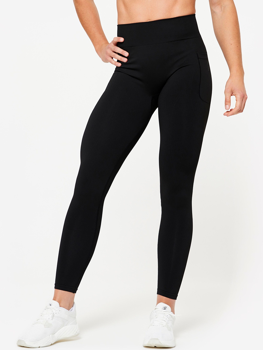 

Domyos By Decathlon Women Push Up Effect Seamless Ankle Length Tights, Black