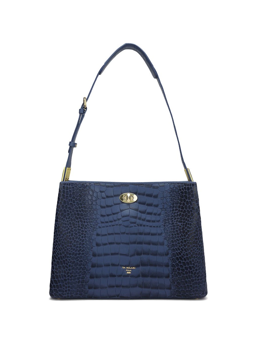 

Da Milano Textured Leather Structured Shoulder Bag with Quilted, Blue