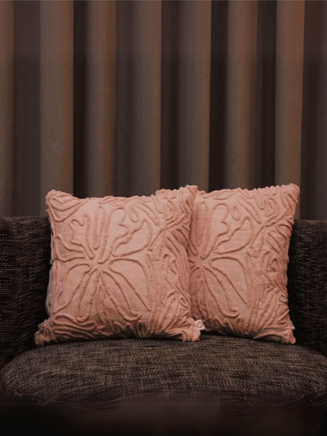

LUSHLYF Pink Set of 2 Ethnic Motifs Square Cushion Covers