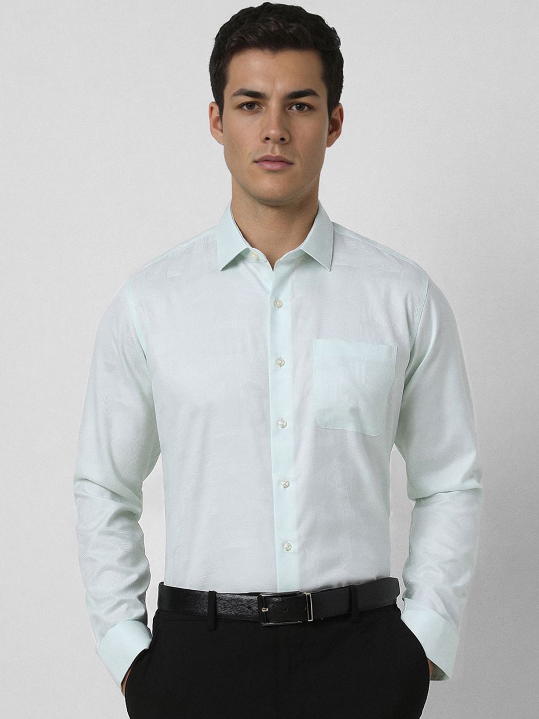 

Van Heusen Men Slim Fit Opaque Formal Shirt, Green