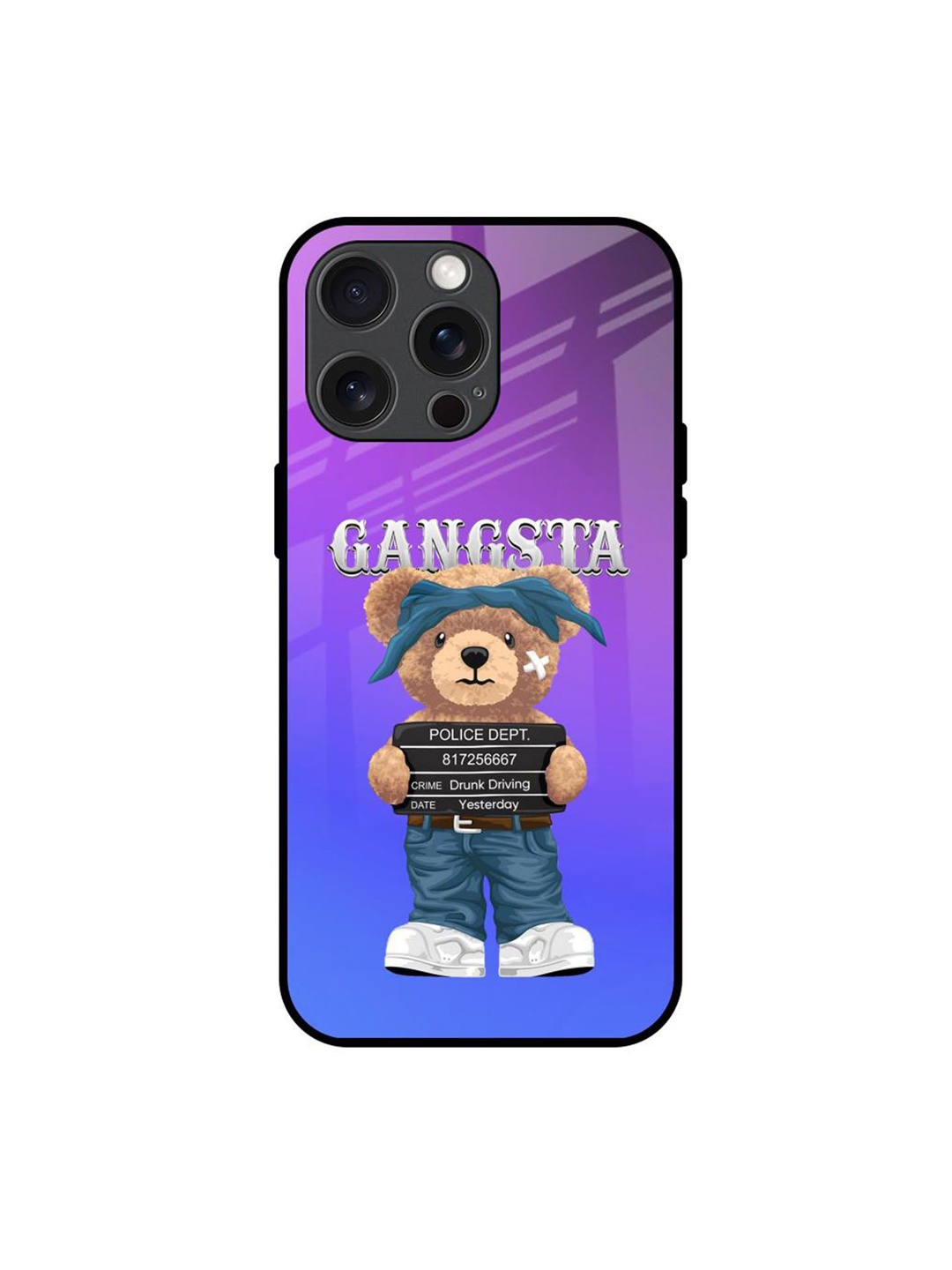 

QRIOH Gangsta Bear Printed iPhone 15 Pro Max Back Case, Purple