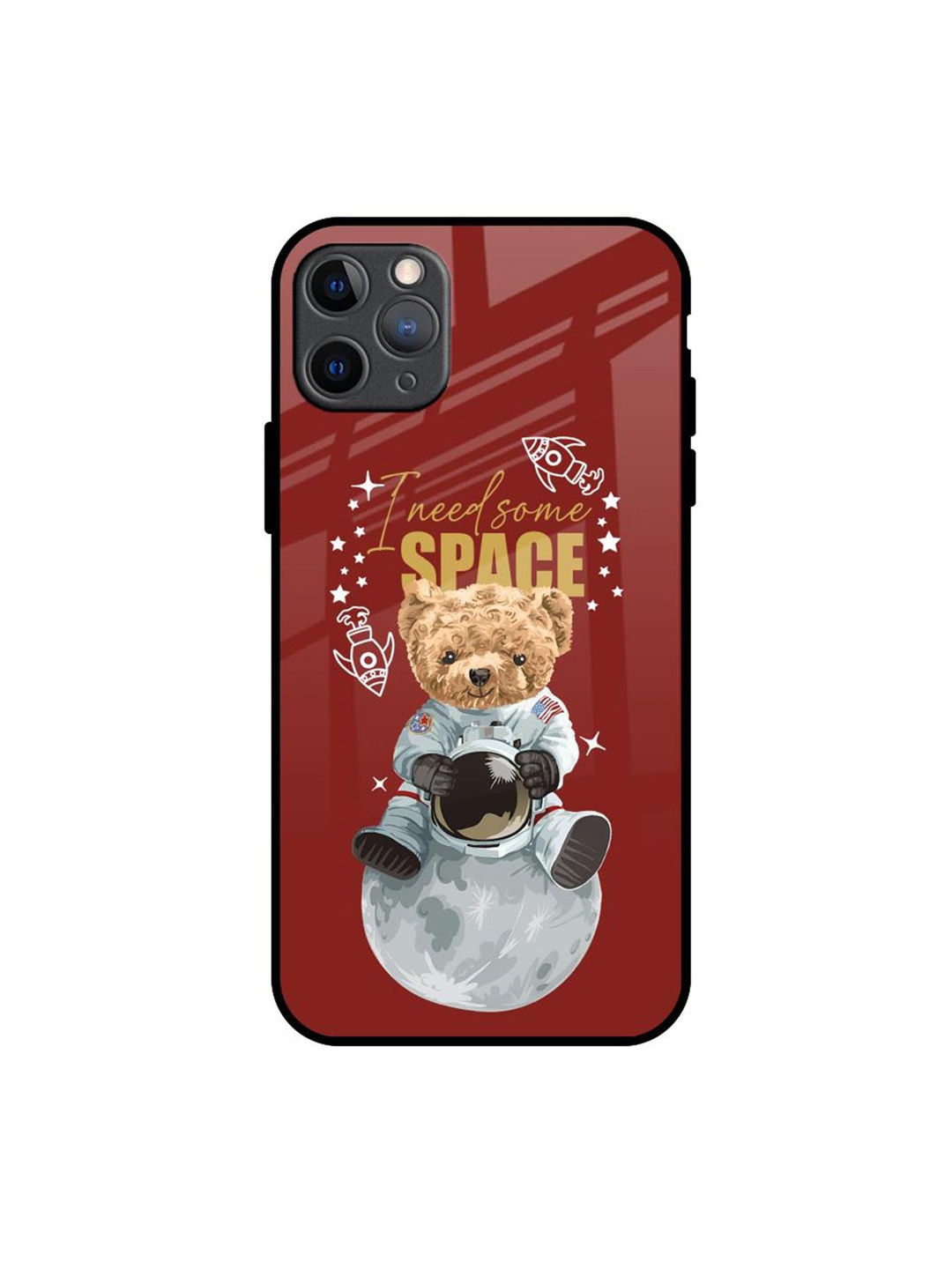 

QRIOH Astronaut Bear Printed iPhone 11 Pro Max Back Case, Maroon