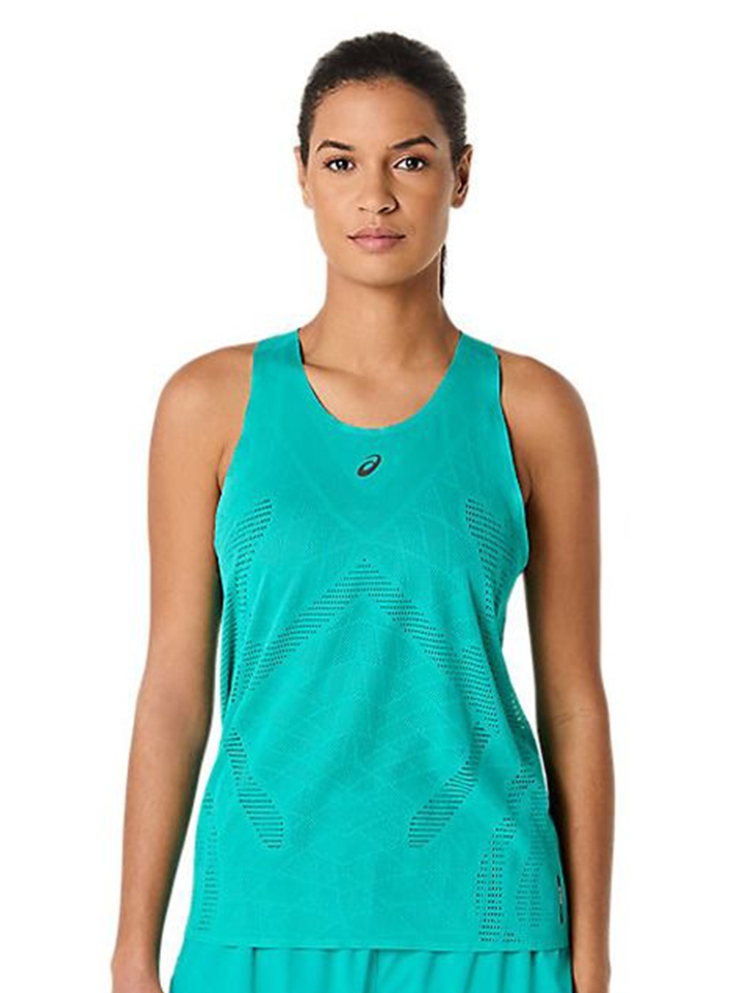 

ASICS Women Self Design Round Neck T-shirt, Blue