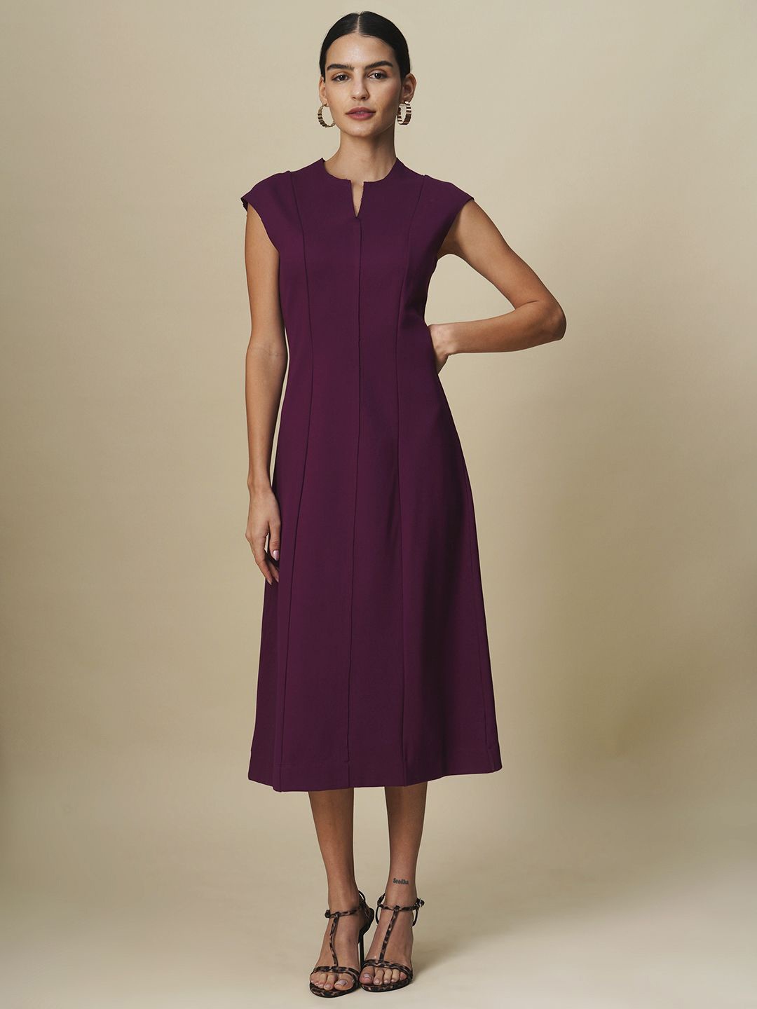 

Chemistry Women A-Line Cap Sleeves Midi Dress, Purple