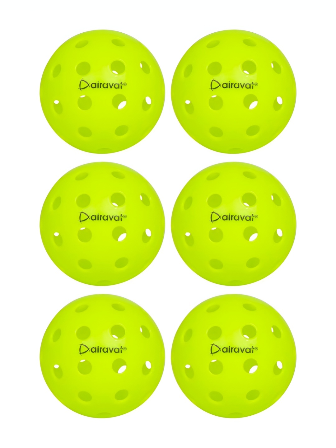 

AIRAVAT 6-Pcs Printed 40 Hole Pickle Ball, Green