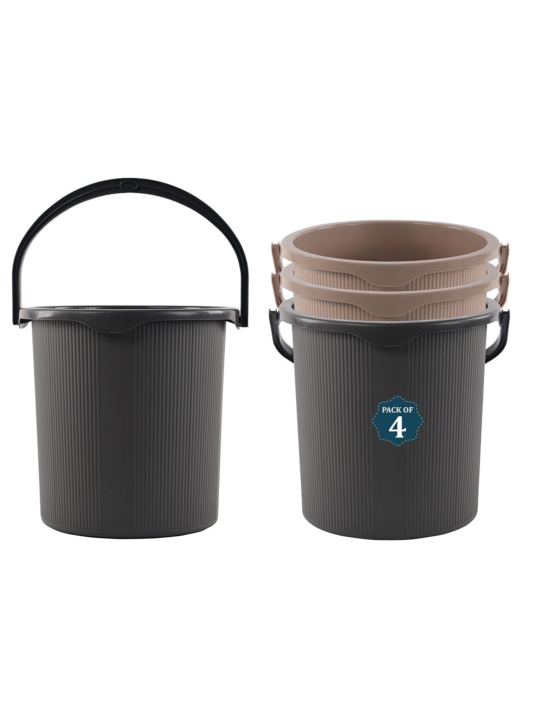 

Kuber Industries Magnite Grey & Beige 4 Pieces Striped Bucket 25L