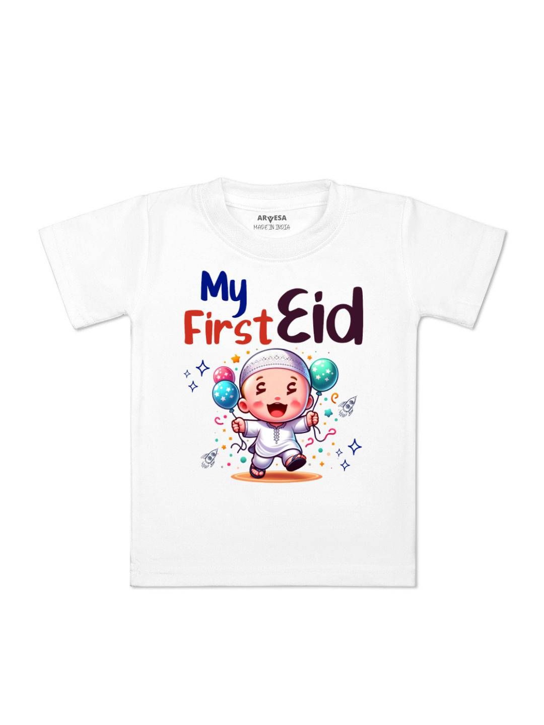 

Arvesa My First Eid Printed Regular Fit Tshirt, White