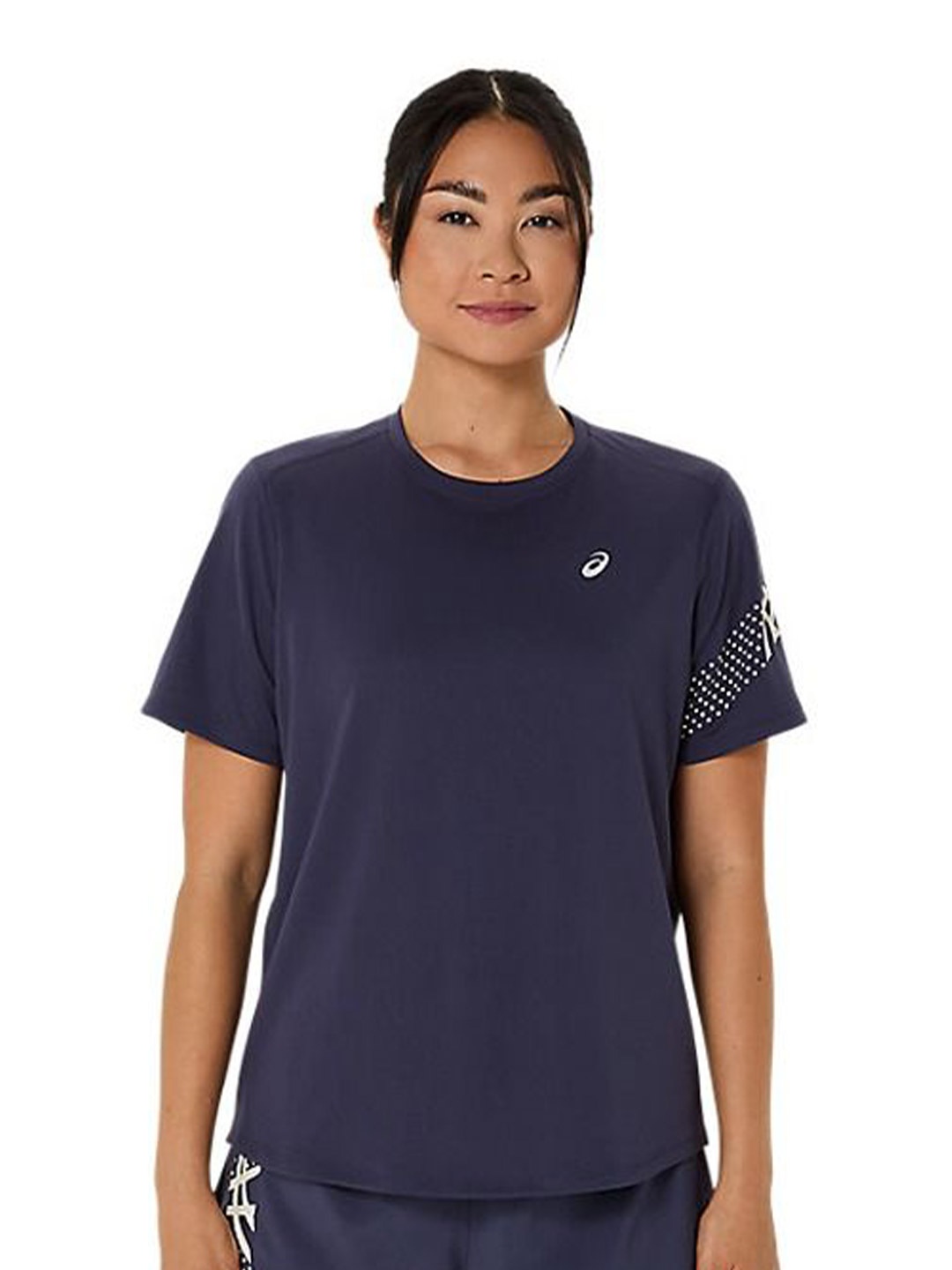 

ASICS Women Solid Round Neck T-shirt, Navy blue
