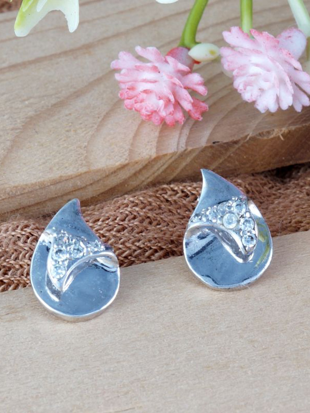 

Tuanz Silver Jewelry 925 Sterling Silver Rhodium-Plated Stone Studded Studs