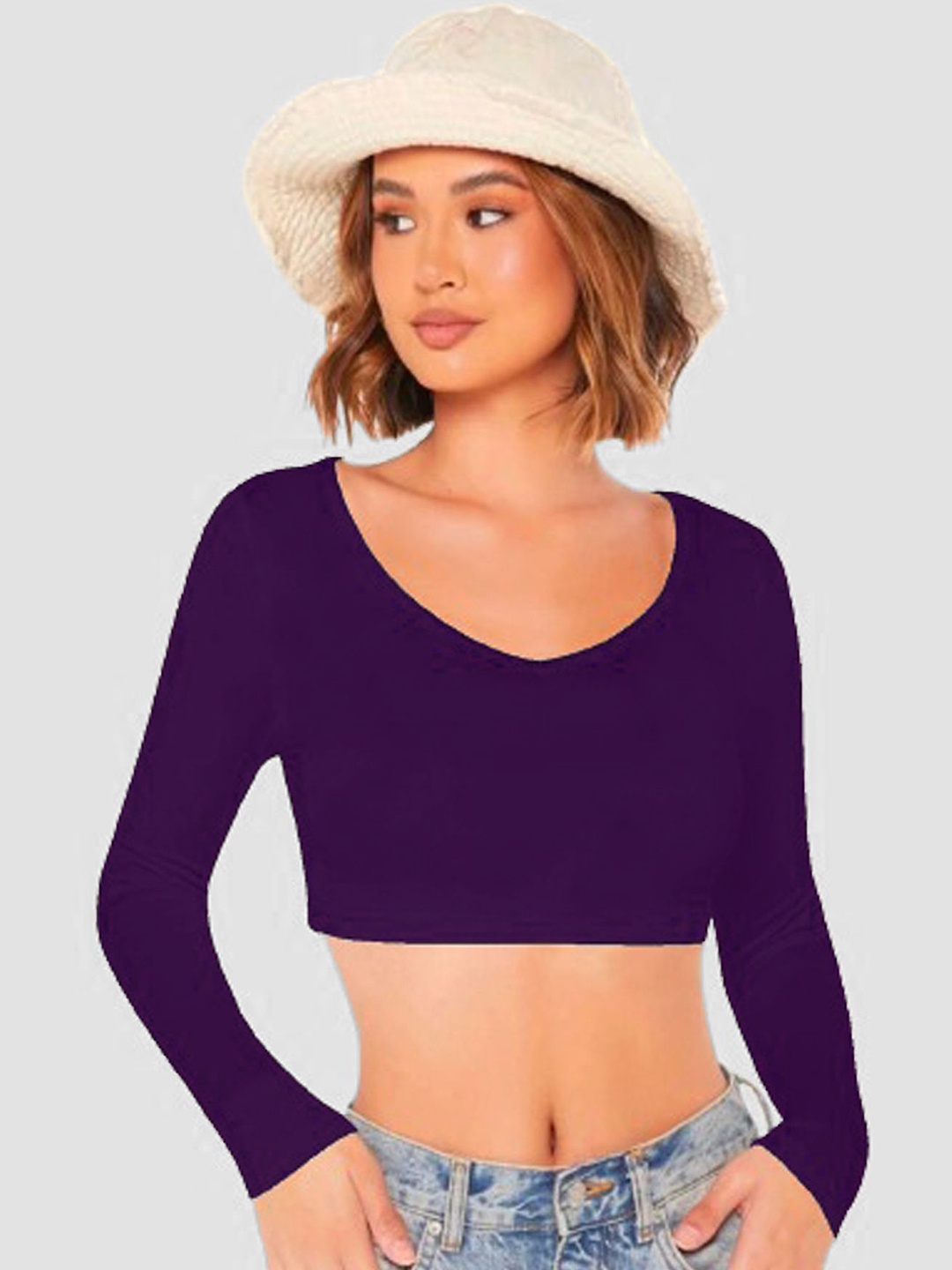 

Dream Beauty Fashion Women Fitted Crop Top, Purple