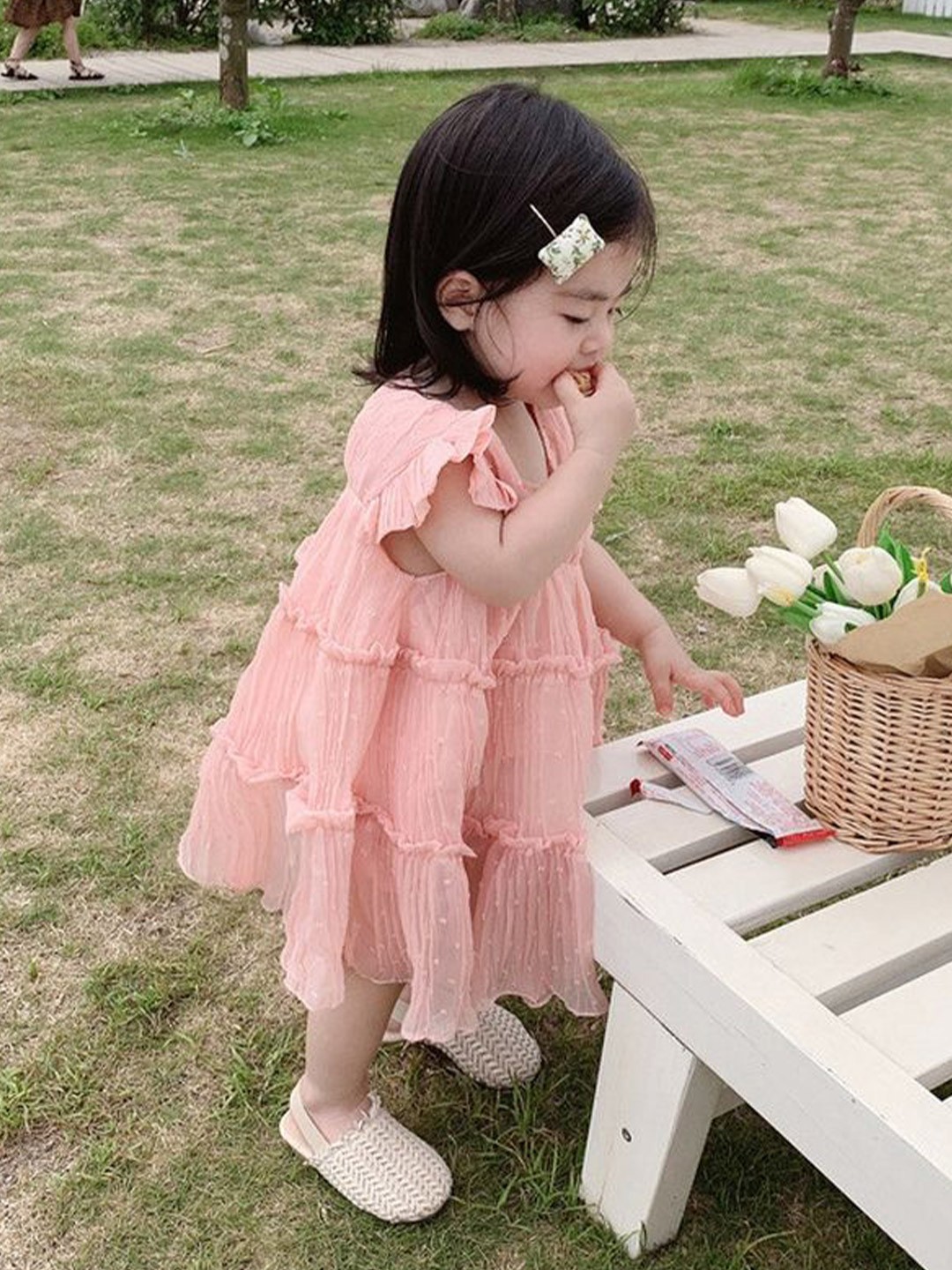 

LULU & SKY Flutter Sleeve A-Line Dress, Pink