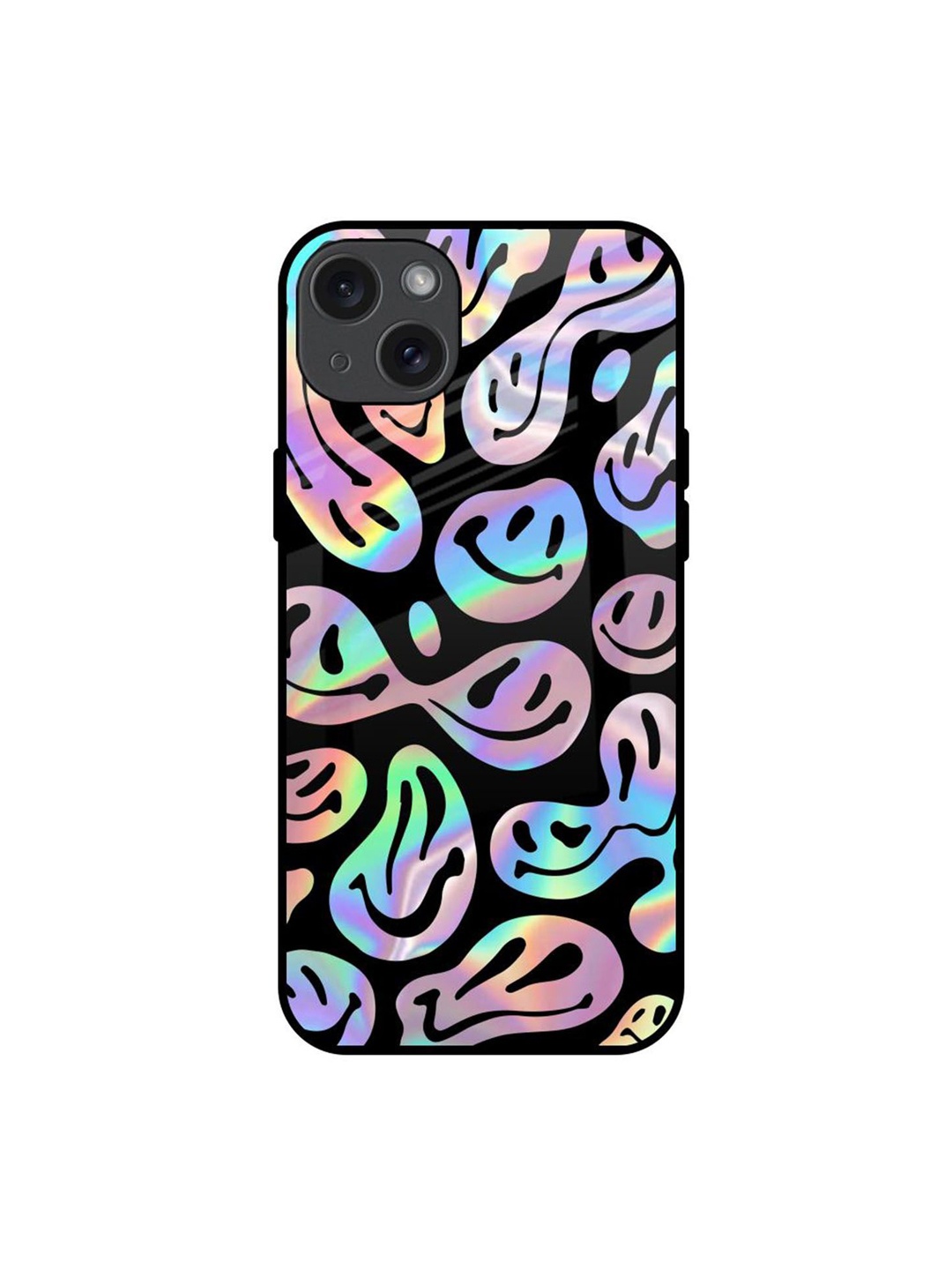 

QRIOH Acid Smile Printed iPhone 15 Plus Back Case, Black