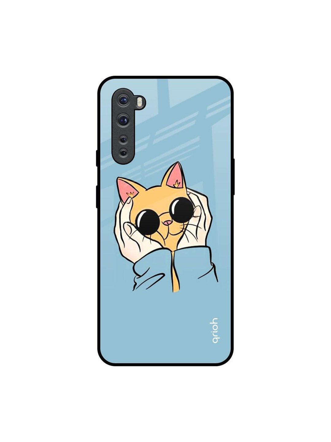 

QRIOH Adorable Cute Kitty Printed OnePlus Nord Back Case, Blue