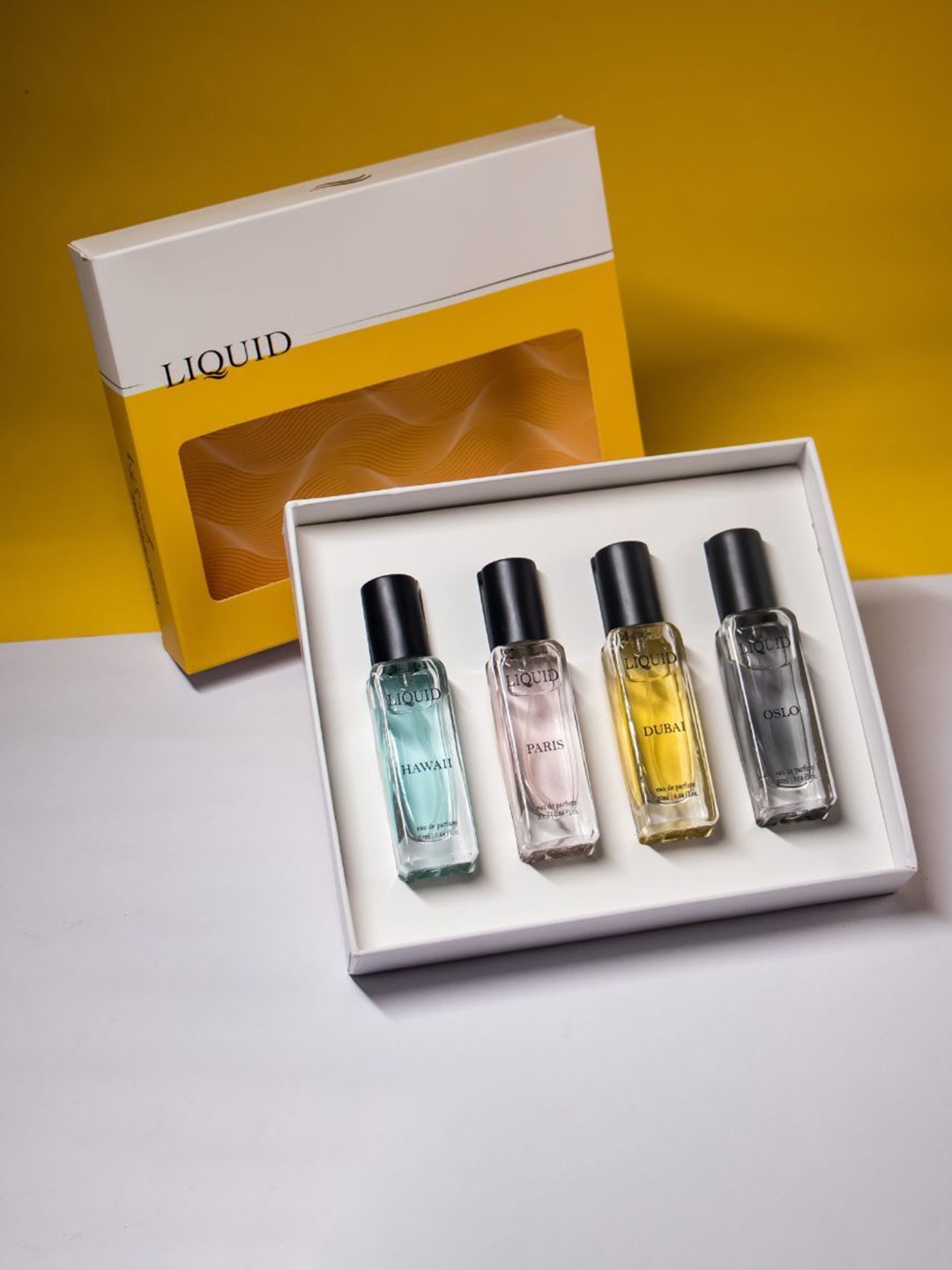 

Liquid Perfumes Set Of 4 Hawaii- Paris- Dubai- Oslo Long lasting Eau De Parfum- 20 ml Each, Multi