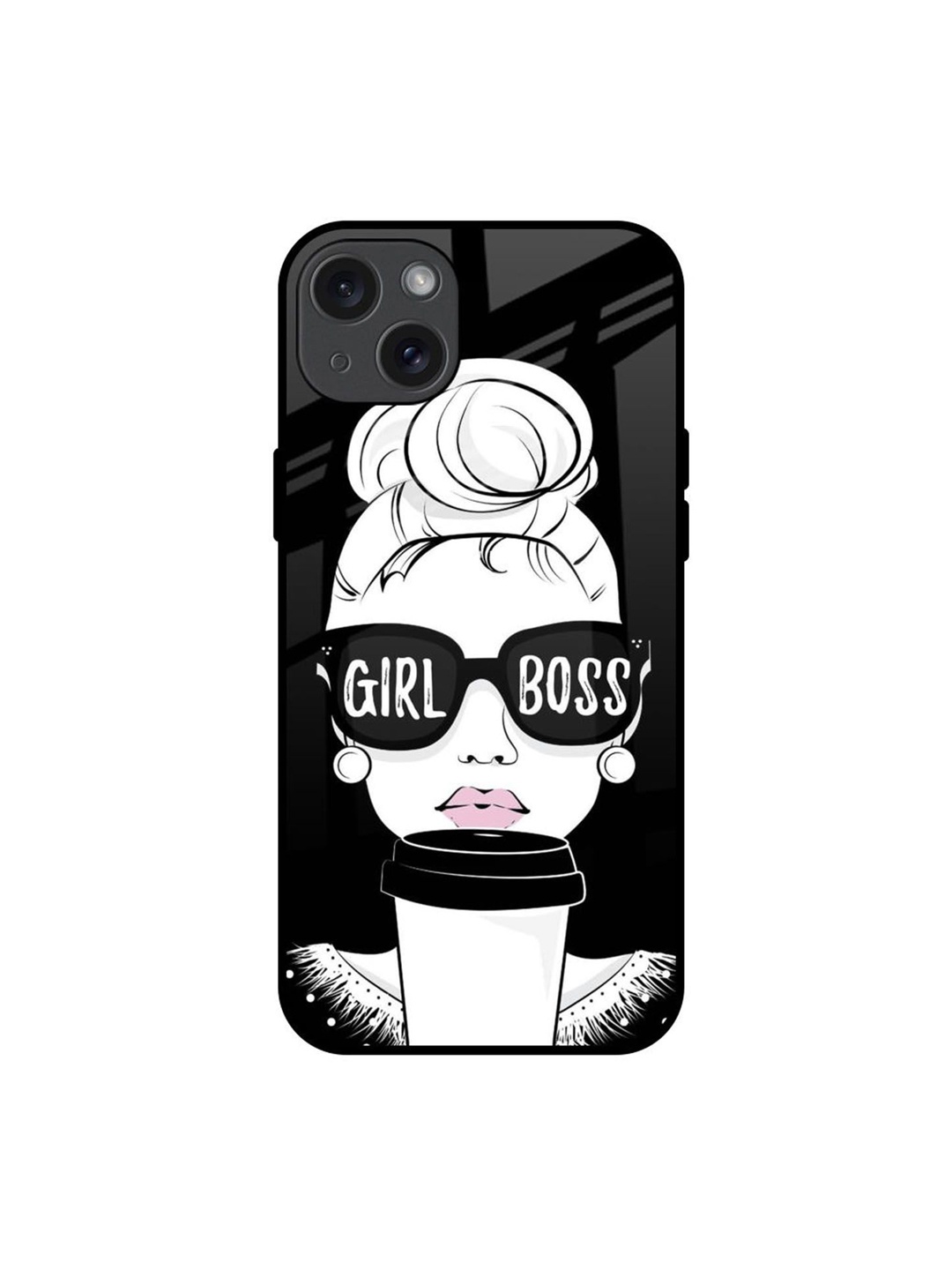 

QRIOH Girl Boss Printed iPhone 15 Plus Back Case, White