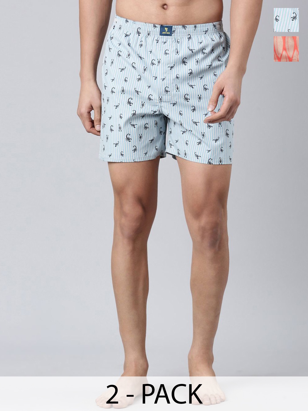 

JOVEN Pack Of 2 Printed Pure Cotton Boxers JB2P-FKSS, Orange