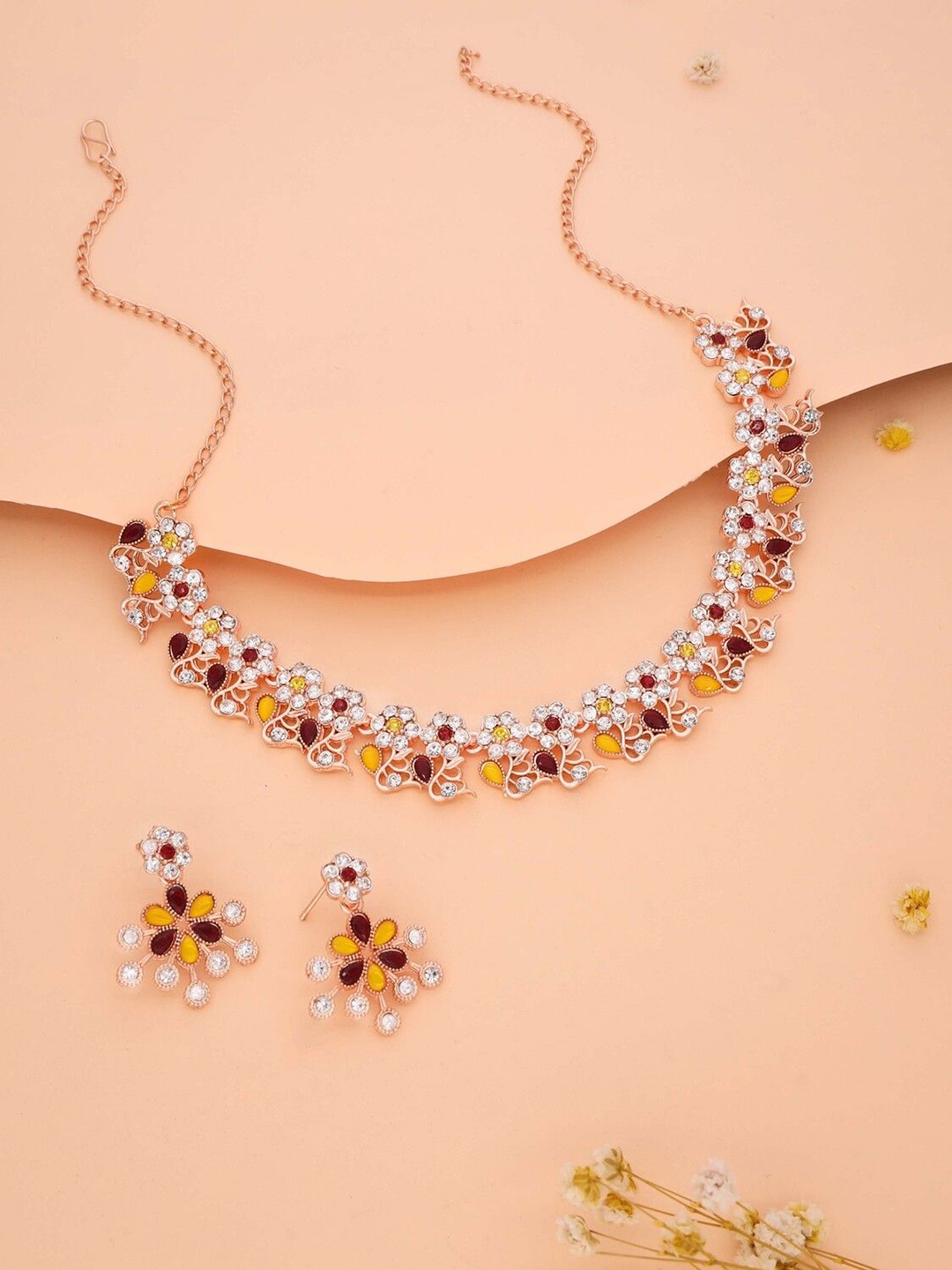

Lyriss Gold-Plated American Diamond Studded Necklace And Earrings