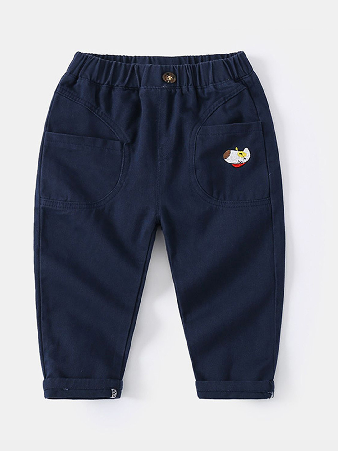 

LULU & SKY Boys Tapered Fit High-Rise Trousers, Navy blue
