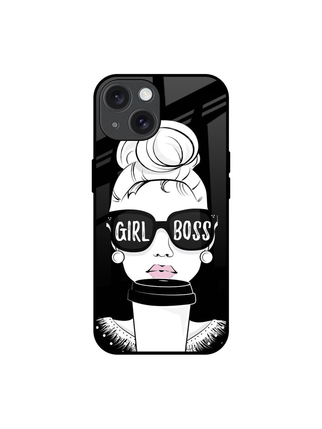 

QRIOH Girl Boss Printed iPhone 15 Back Case, White