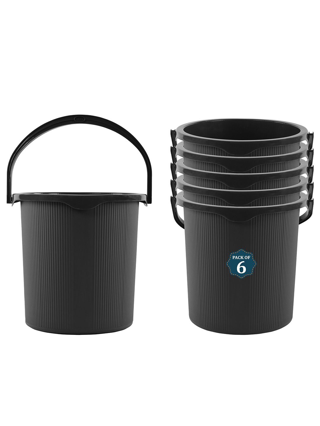 

Kuber Industries Magnite Grey 6 Pieces Striped Bucket 25L