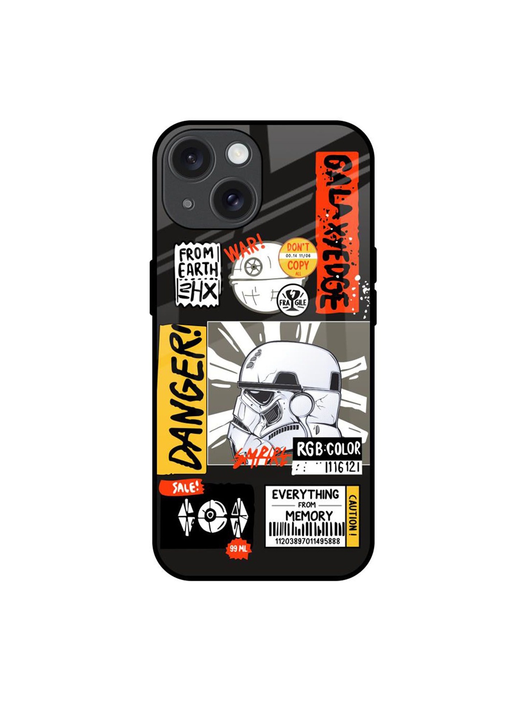 

QRIOH Galaxy Edge Printed iPhone 15 Back Case, Black