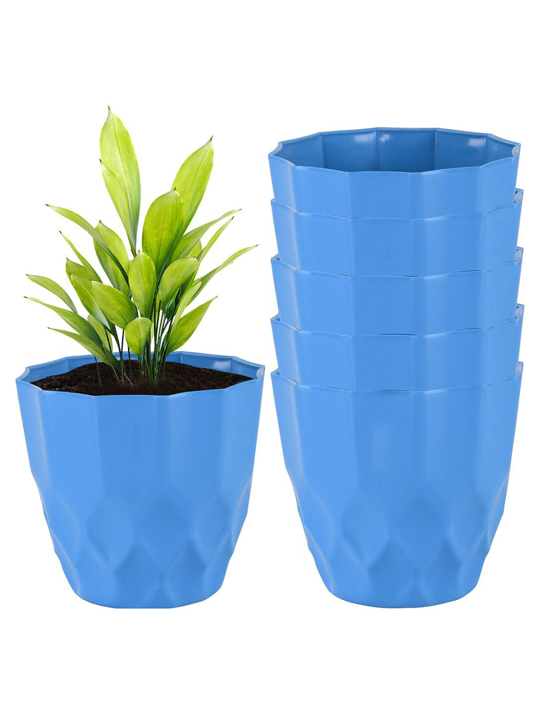 

Kuber Industries Blue 6 Pieces Textured Durable Planters