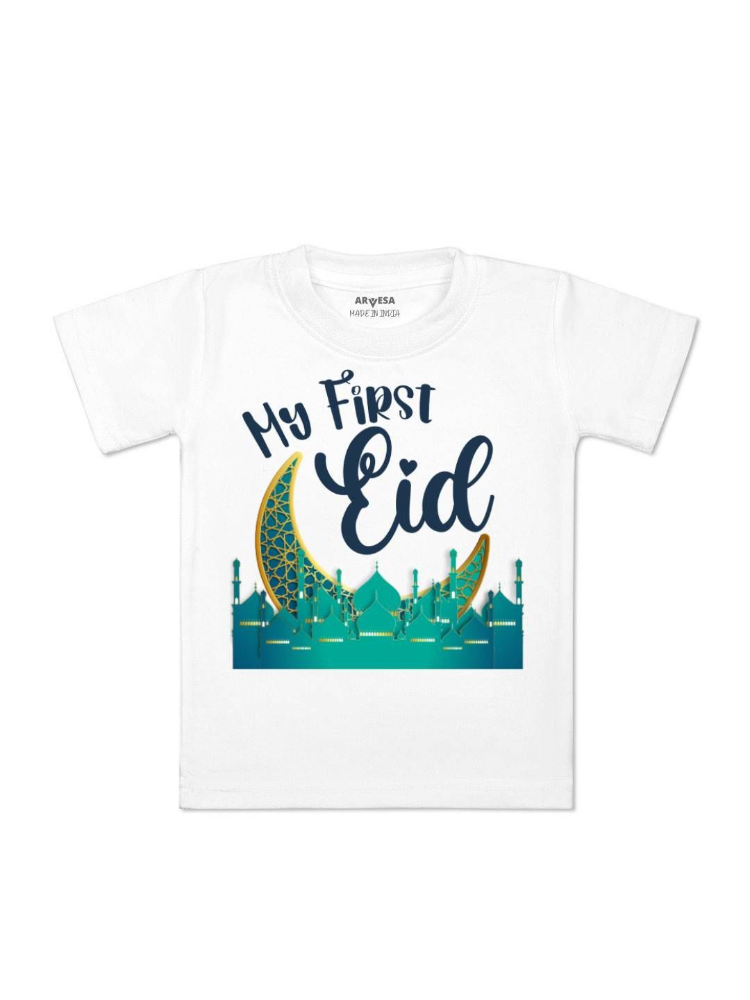 

Arvesa My First Eid Printed Regular Fit Tshirt, White