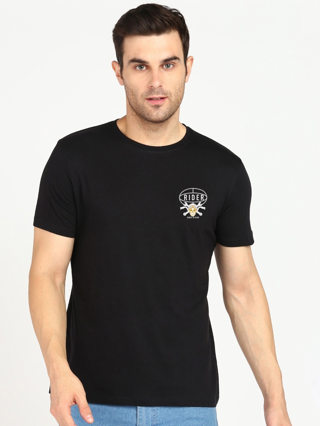 

Moda Rapido Men Graphic Printed Round Neck Cotton Slim Fit T-shirt, Black