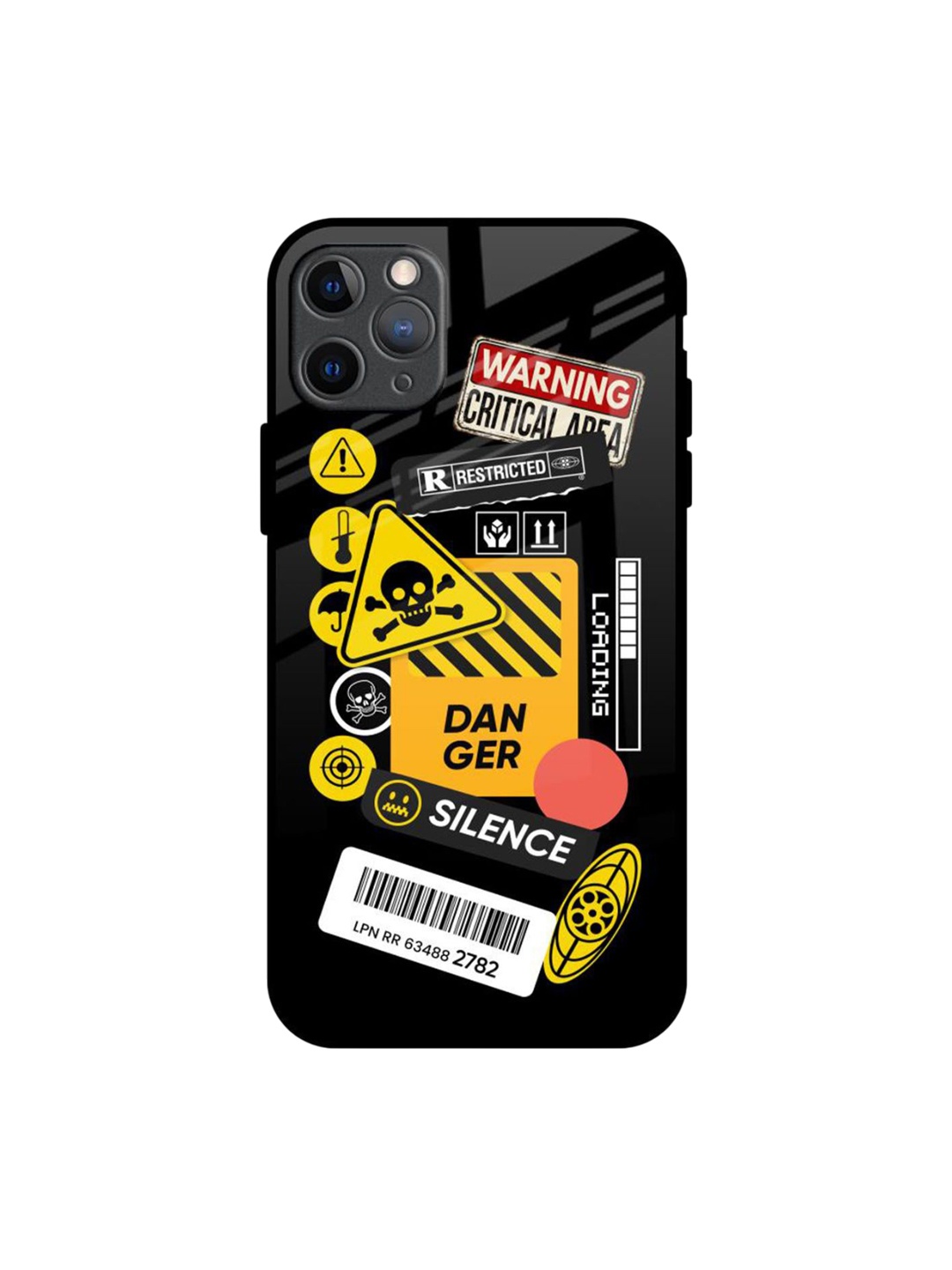 

QRIOH Danger Signs Printed iPhone 11 Pro Max Back Case, Black