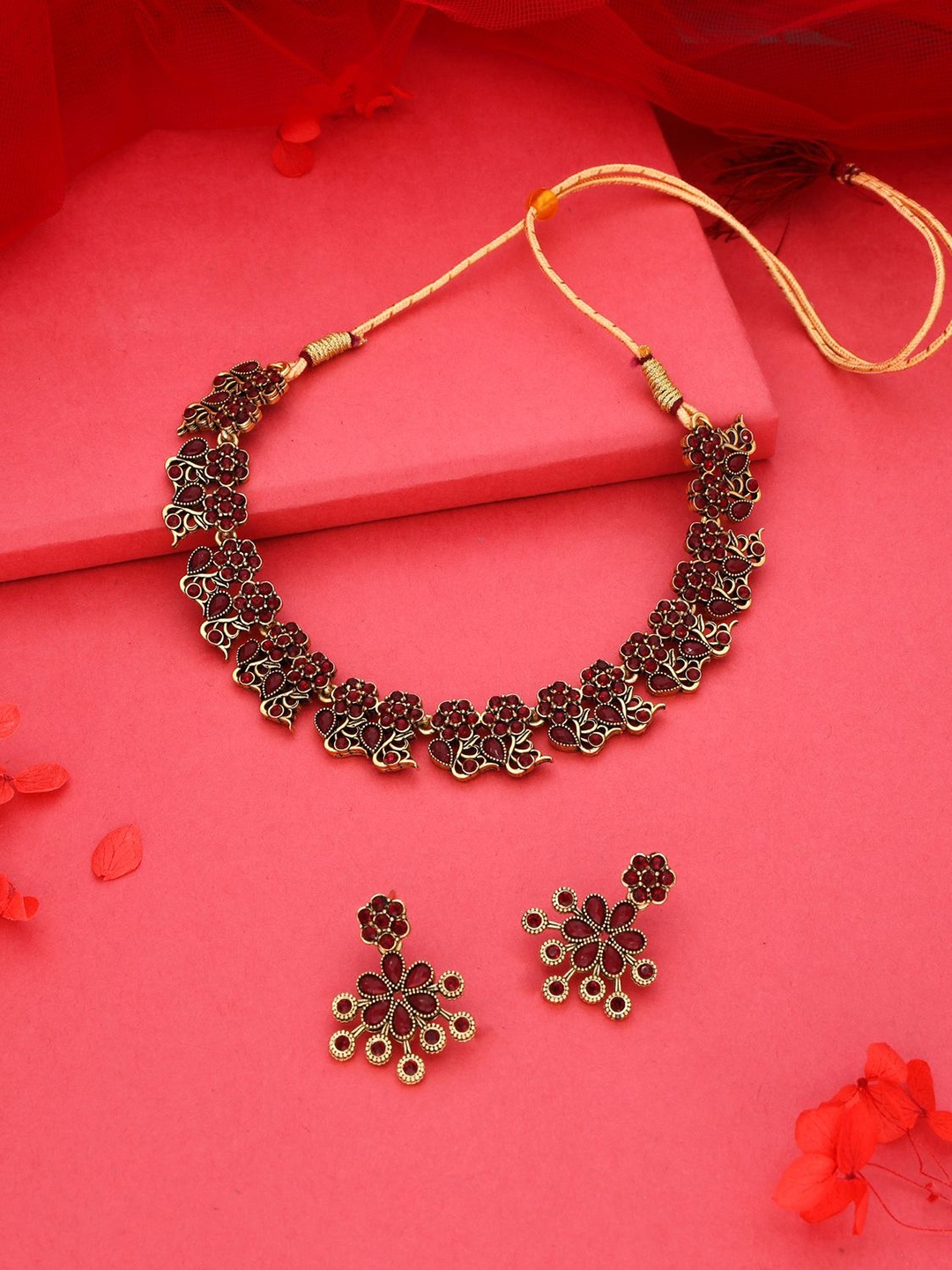 

Lyriss Gold-Plated American Diamond Studded Jewellery Set