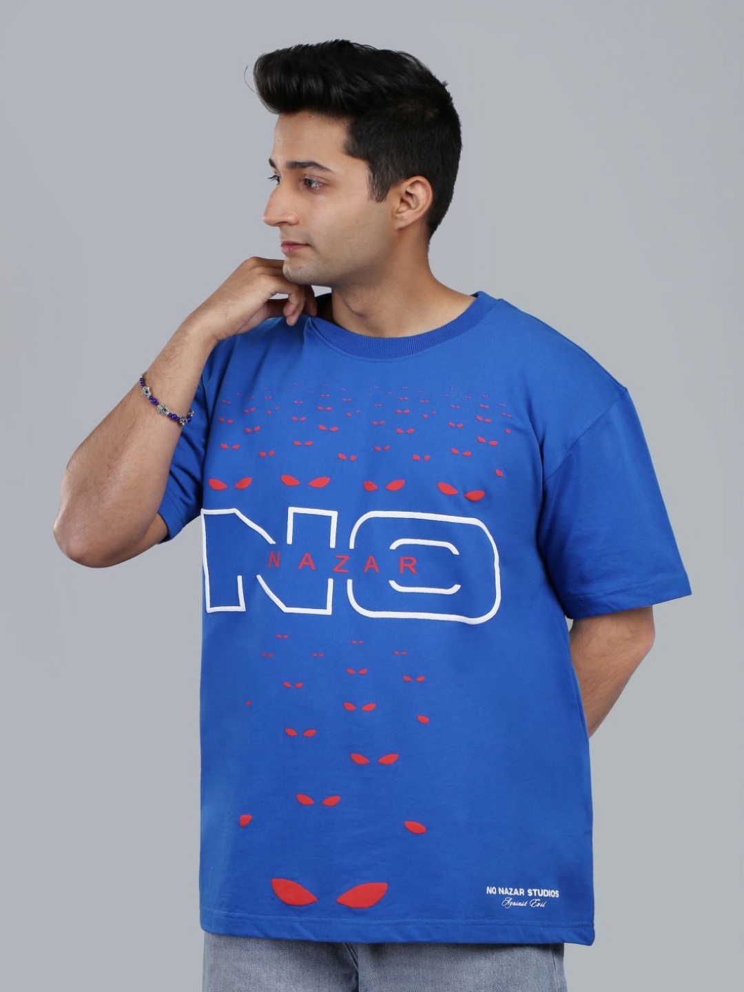 

No Nazar The Death Stare Printed Tshirt, Blue