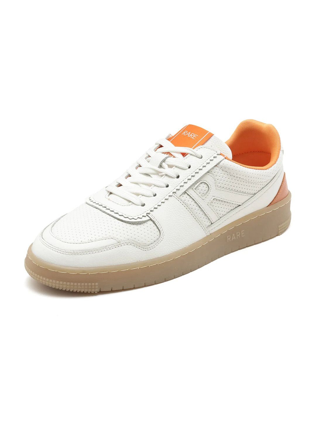 

RARE RABBIT Men Neva White Lace-Ups Round Toe Leather Sneakers
