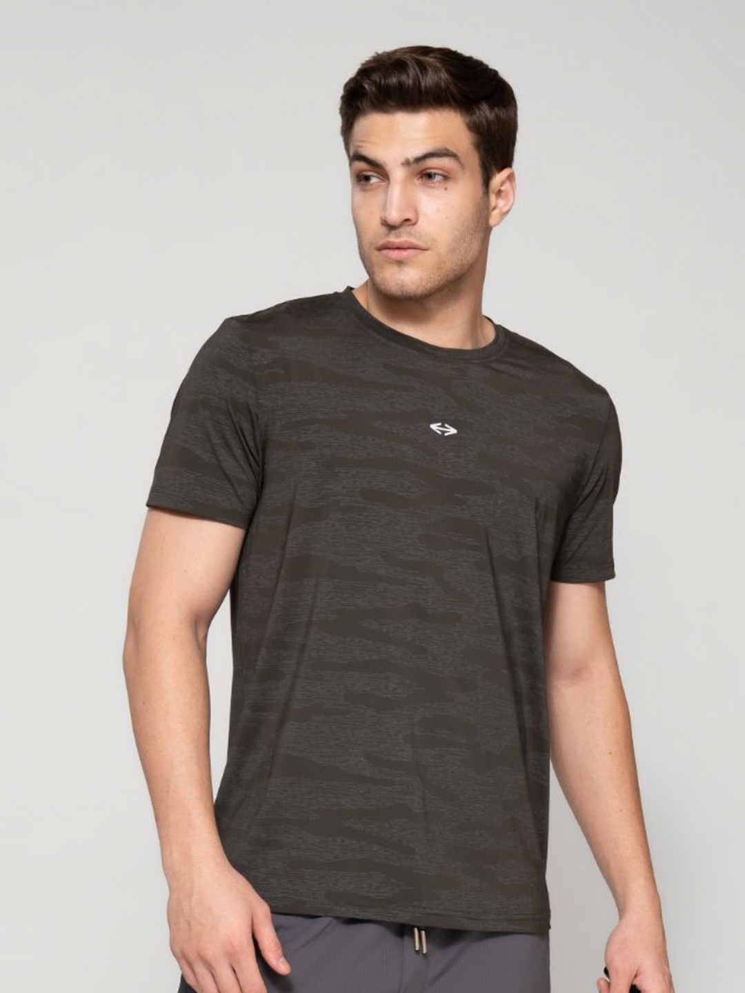 

STRCH Men Anti Odour Abstract Printed Round Neck T-shirt, Green