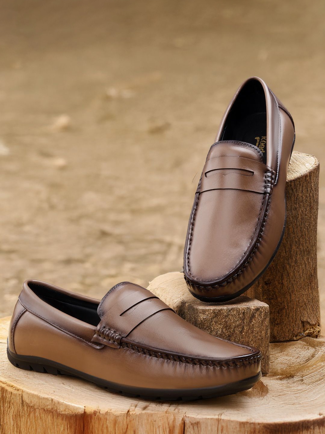 

The Roadster Lifestyle Co Men Leather Loafers, Beige
