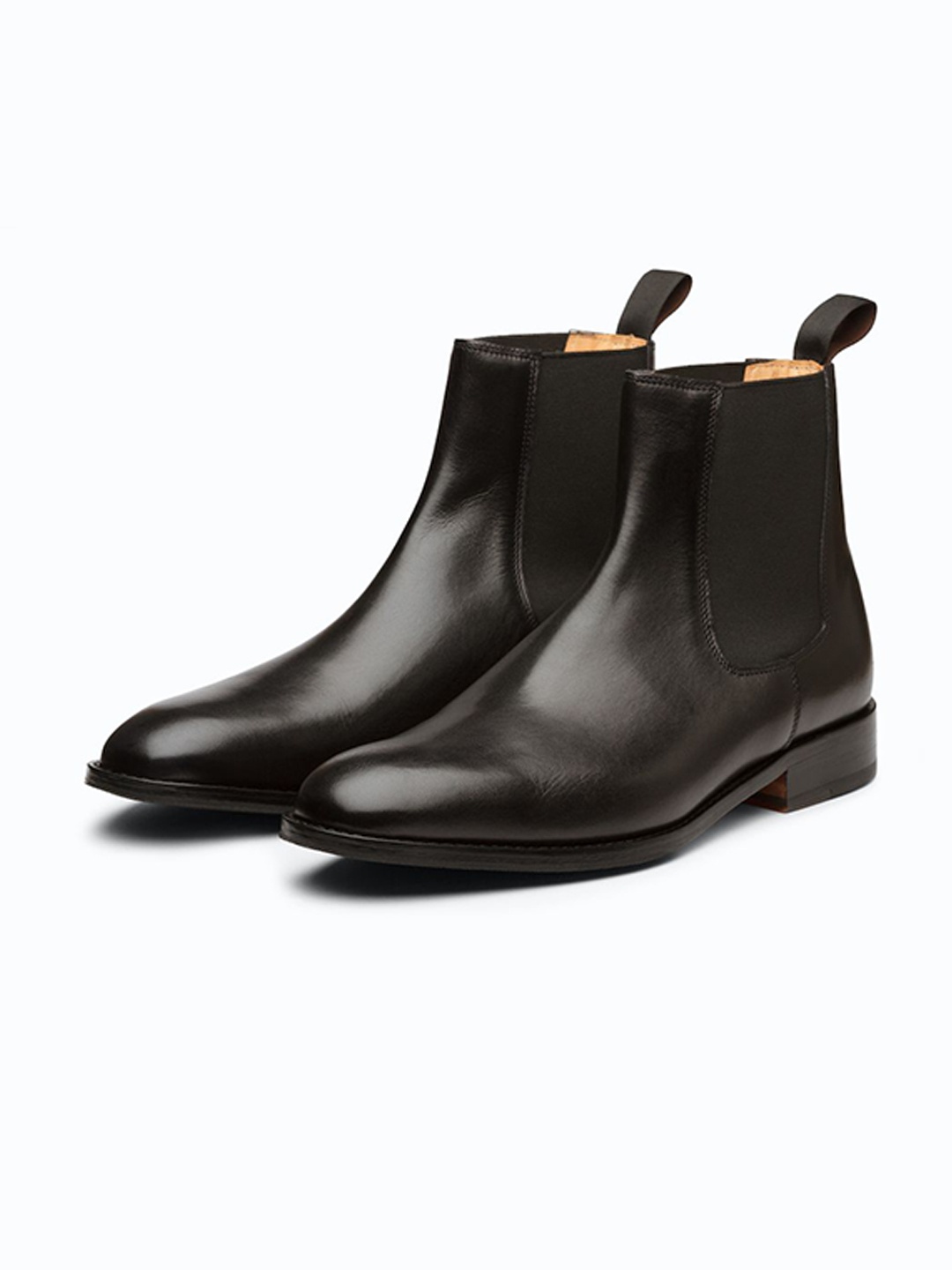 

3DM Lifestyle Men Casual Block-Heeled Leather Chelsea Boots, Black