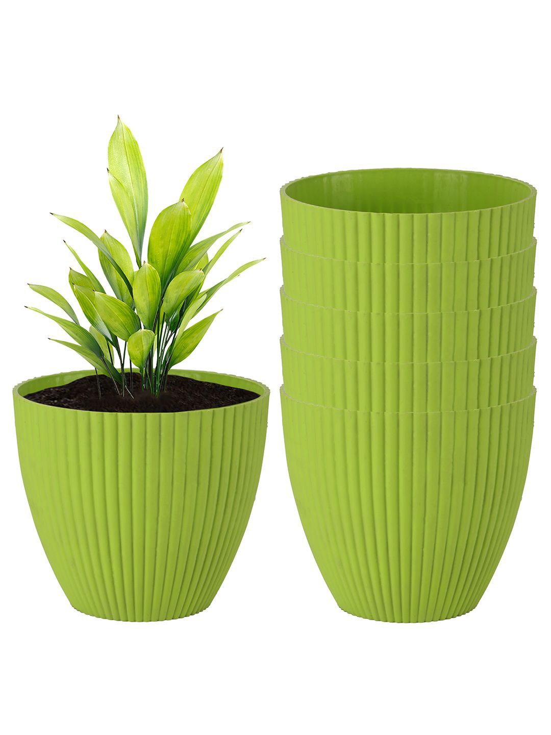 

Kuber Industries Green 6 Pieces Textured Planters