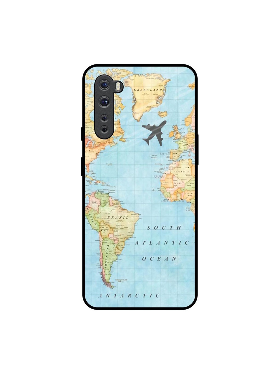 

QRIOH Travel Map Printed OnePlus Nord Back Case, Blue