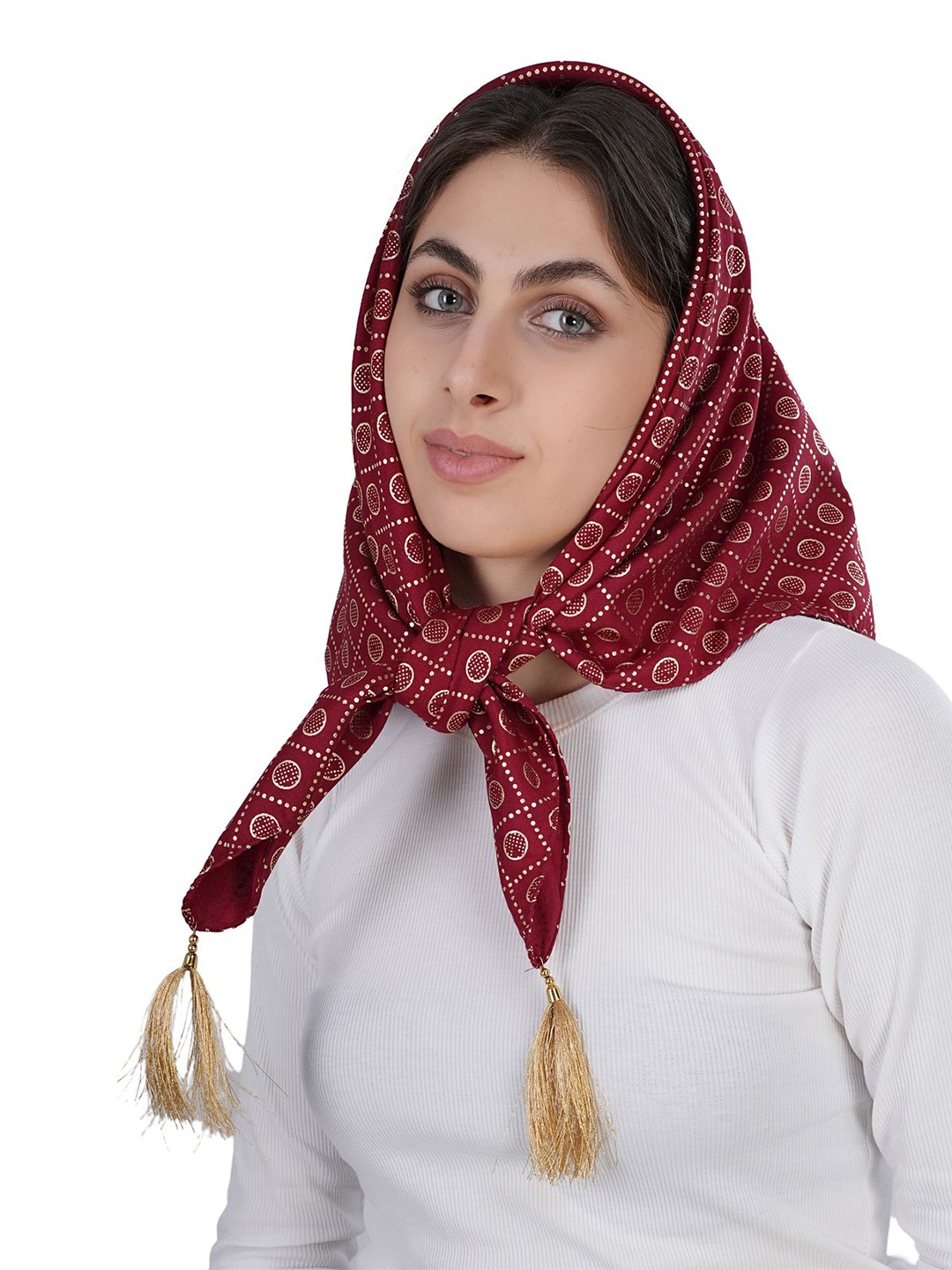 

TEEMOODS Women Printed Scarf, Maroon