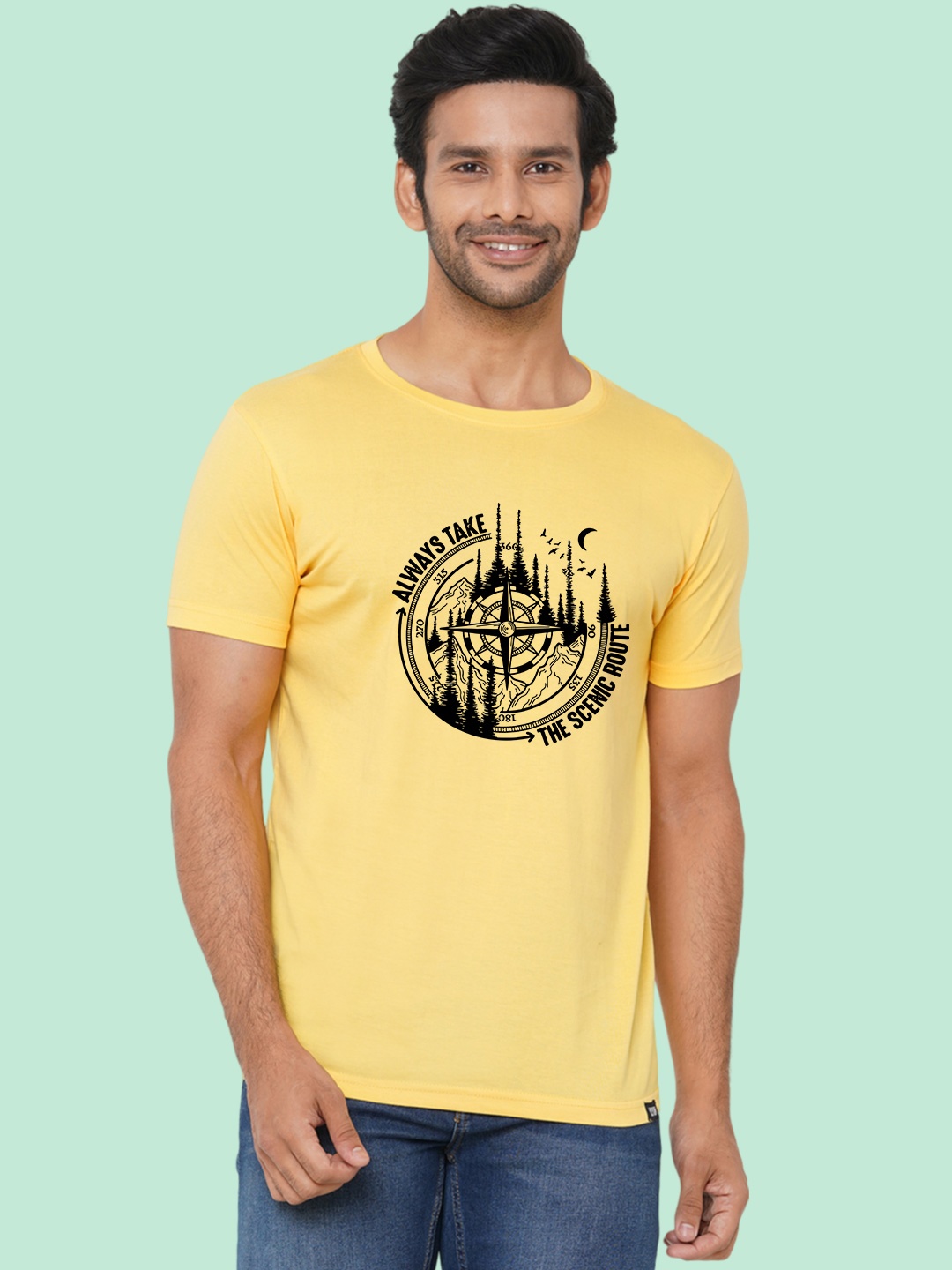 

Wear Your Opinion Men Graphic Printed Round Neck Cotton T-shirt, Yellow