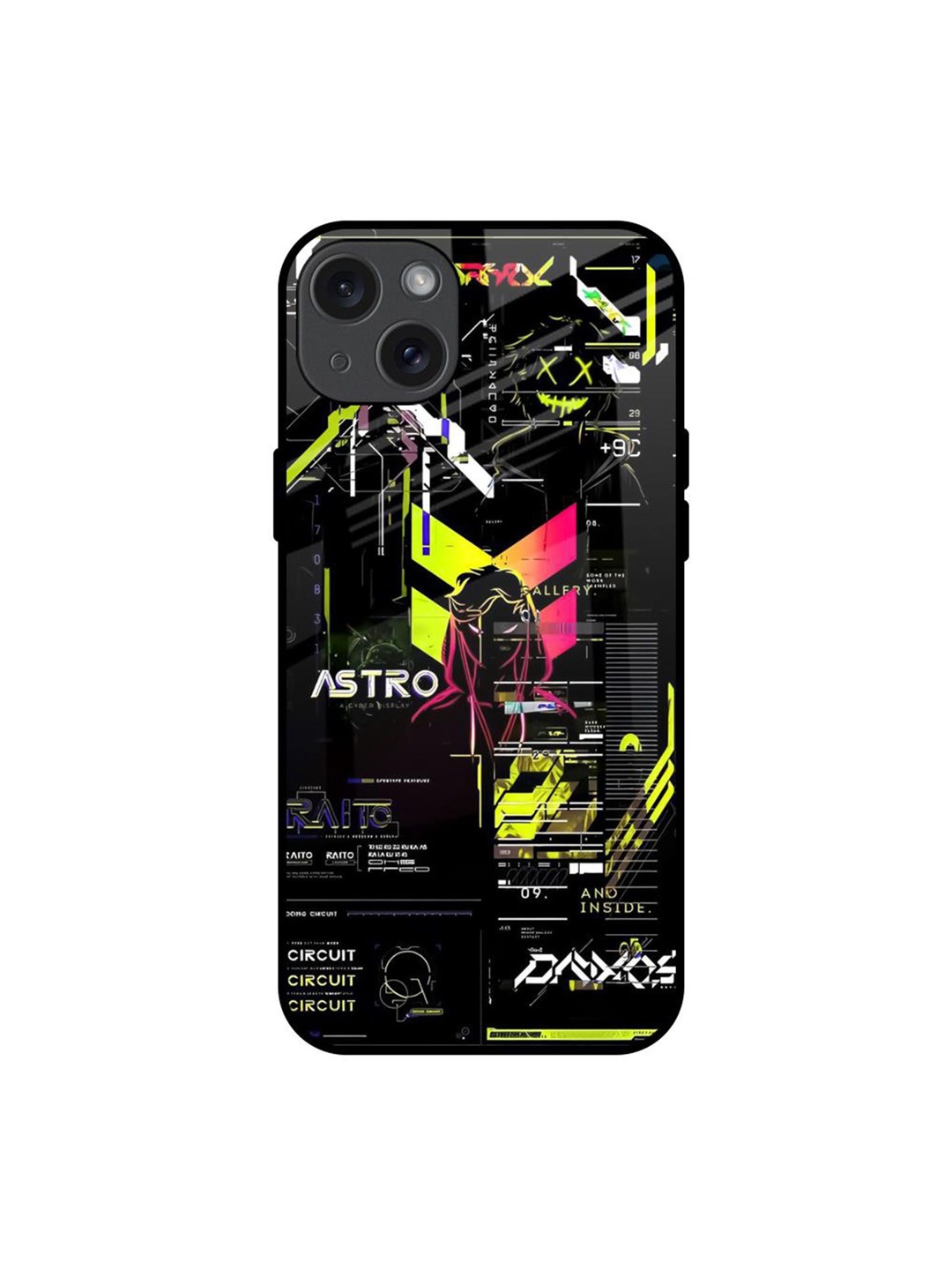 

QRIOH Astro Glitch Printed iPhone 15 Plus Back Case, Black