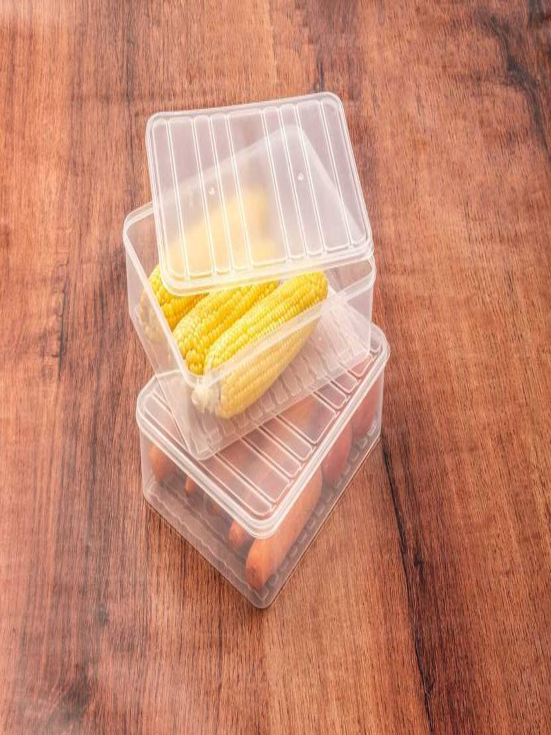 

HASHONE Transparent 2 Pieces Plastic Easy to Clean Fridge Containers 2.5 L Each